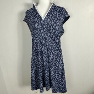 San Soleil Blue Printed UPF Dress Womens Size Large Quarter Zip Golf Pickleball‎